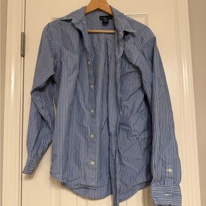 Ralph Lauren Blue Striped Casual Button Down Shirt